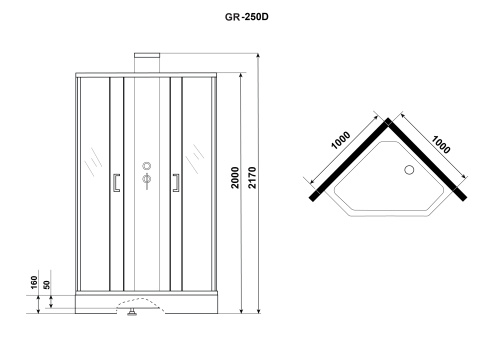 Душевая кабина Grossman Elegans GR250D 100х100 трапеция без крыши ориентация универсальная - фото 5